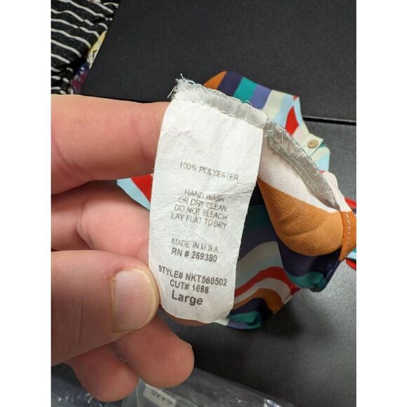 Karlie Multi-Striped Sleeveless Tie Waist Tank Top Women's Size Large - Picture 4 of 5